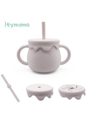 New Three In One Baby Feeding Cups With Straw 250ml Learning Cups Food Grade Silicone Snack Cup Kids With Silicone Sippy Cup