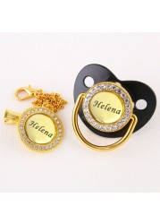 BlingBling Clear Pacifier and Snipper Customized Name Name Sacrifice Baby Sucette Newborn Feeding BPA Free Baby Shower Gifts