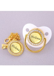 BlingBling Clear Pacifier and Snipper Customized Name Name Sacrifice Baby Sucette Newborn Feeding BPA Free Baby Shower Gifts