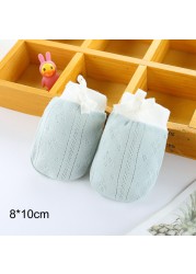 1 Pair Baby Protective Gloves Newborn Gloves Infant Supplies Cute Soft Adjustable Pure Color Breathable Cotton Gloves For Baby 0-24M