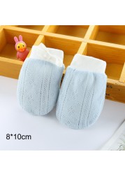 1 Pair Baby Protective Gloves Newborn Gloves Infant Supplies Cute Soft Adjustable Pure Color Breathable Cotton Gloves For Baby 0-24M