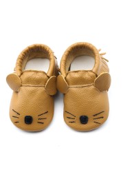 Unisex Infant Baby Shoes Toddler Toddler Baby Soft Soled Cowhide Bottom Skid-Proof Boys Girls Animal First Walkers 0-24 Month