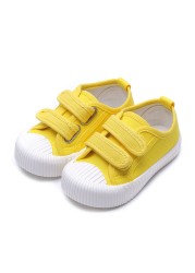 Boys Girls Candy Color Casual Shoes Toddler Kids Breathable Hook and Loop Shoes Luxury Soft Children Canvas Shoes Toddler Toddler