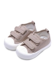 Boys Girls Candy Color Casual Shoes Toddler Kids Breathable Hook and Loop Shoes Luxury Soft Children Canvas Shoes Toddler Toddler