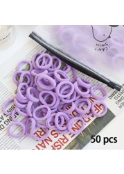 50pcs Set Colorful Girl Ornament Nylon Elastic Hair Bands Ponytail Hair Accessories Holder Rubber Bands Scrunchie Headband