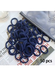 50pcs Set Colorful Girl Ornament Nylon Elastic Hair Bands Ponytail Hair Accessories Holder Rubber Bands Scrunchie Headband