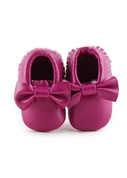 Newborn Baby Shoes Infant Boys Girl First Walker PU Sole Princess Bowknot Fringe Toddler Baby Crib Shoes Casual Moccasins