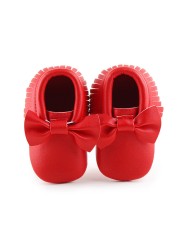 Newborn Baby Shoes Infant Boys Girl First Walker PU Sole Princess Bowknot Fringe Toddler Baby Crib Shoes Casual Moccasins