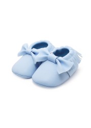 Newborn Baby Shoes Infant Boys Girl First Walker PU Sole Princess Bowknot Fringe Toddler Baby Crib Shoes Casual Moccasins