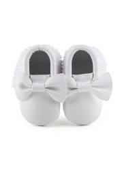 Newborn Baby Shoes Infant Boys Girl First Walker PU Sole Princess Bowknot Fringe Toddler Baby Crib Shoes Casual Moccasins