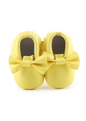 Newborn Baby Shoes Infant Boys Girl First Walker PU Sole Princess Bowknot Fringe Toddler Baby Crib Shoes Casual Moccasins