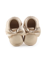 Newborn Baby Shoes Infant Boys Girl First Walker PU Sole Princess Bowknot Fringe Toddler Baby Crib Shoes Casual Moccasins