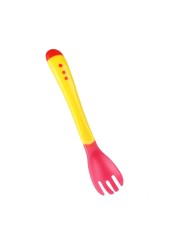 1pc Baby Soft Temperature Sensing Spoon Baby Safety Learning Fork Spoon Children Kids Boy Girl Food Feeding Utensils Tool