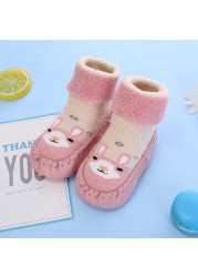 Baby Socks With Rubber Soles For Toddlers Kids Socks Toddler Boys Sock Warm Terry Shoes Thicken Slippers Infant Girl Winter