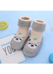 Baby Socks With Rubber Soles For Toddlers Kids Socks Toddler Boys Sock Warm Terry Shoes Thicken Slippers Infant Girl Winter