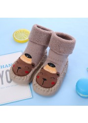 Baby Socks With Rubber Soles For Toddlers Kids Socks Toddler Boys Sock Warm Terry Shoes Thicken Slippers Infant Girl Winter