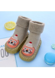 Baby Socks With Rubber Soles For Toddlers Kids Socks Toddler Boys Sock Warm Terry Shoes Thicken Slippers Infant Girl Winter