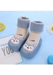 Baby Socks With Rubber Soles For Toddlers Kids Socks Toddler Boys Sock Warm Terry Shoes Thicken Slippers Infant Girl Winter