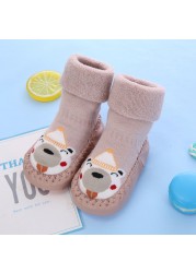 Baby Socks With Rubber Soles For Toddlers Kids Socks Toddler Boys Sock Warm Terry Shoes Thicken Slippers Infant Girl Winter