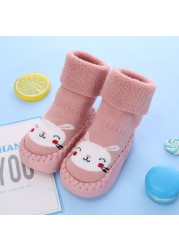 Baby Socks With Rubber Soles For Toddlers Kids Socks Toddler Boys Sock Warm Terry Shoes Thicken Slippers Infant Girl Winter