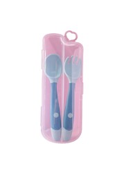 Baby Children Spoon Fork Set Soft Bendable Silicone Scoop Fork Cutlery Set Kid Training Feeding Cutlery Utensils