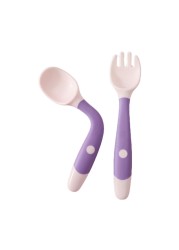 Baby Children Spoon Fork Set Soft Bendable Silicone Scoop Fork Cutlery Set Kid Training Feeding Cutlery Utensils