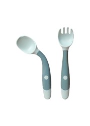 Baby Children Spoon Fork Set Soft Bendable Silicone Scoop Fork Cutlery Set Kid Training Feeding Cutlery Utensils