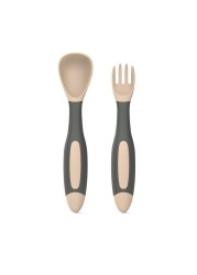Baby Children Spoon Fork Set Soft Bendable Silicone Scoop Fork Cutlery Set Kid Training Feeding Cutlery Utensils