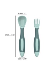 Baby Children Spoon Fork Set Soft Bendable Silicone Scoop Fork Cutlery Set Kid Training Feeding Cutlery Utensils