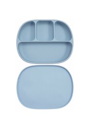 Silicone Baby Dinner Plate With Four Separating Compartments Strong Suction Cup With Lid Silicone Macaron Fresh Color BPA Free