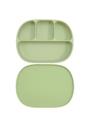 Silicone Baby Dinner Plate With Four Separating Compartments Strong Suction Cup With Lid Silicone Macaron Fresh Color BPA Free