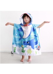 Cartoon Baby Toddler Hooded Cloak Infant Bathrobe Baby Bath Towel Robe Cotton Boy Girl Beach Robe Dinosaur Cape Newborn Wrap Blanket