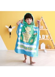 Cartoon Baby Toddler Hooded Cloak Infant Bathrobe Baby Bath Towel Robe Cotton Boy Girl Beach Robe Dinosaur Cape Newborn Wrap Blanket