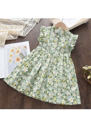 Keelorn Kids Clothing Girls Dress 2022 Girls Summer Cotton Dresses Outfits Flower Casual Dresses Sweet Toddler Girl Pink Clothes