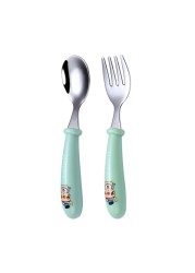 Baby Kids Cartoon Cute Spoon Fork Stainless Steel Tableware Training Learn Food Feeding Scoop Fork Utensils For Baby