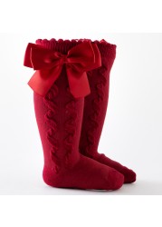 3M-5Y Newborn Infant Baby Boy Girls Socks Knitted Bow Princess Girls Christmas Socks Red Floor Socks Children Autumn Clothes