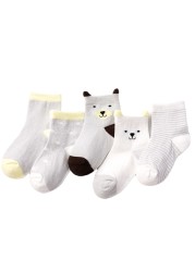 5 Pairs/Lot Baby Socks for Newborns Infant Cute Cartoon Cotton Socks Soft Summer 0-4Years Boy Girl Lovely Mesh Kids Gift CN