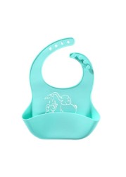 Infant Baby Bibs Soft Silicone Feeding Pockets Solid Adjustable Elastic Waterproof Anti-leaking Cartoon Burp Cloths Eco-friendly