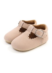 Newborn Baby Shoes Classic Leather Strap Boys Girls Multicolor Rubber Sole Infant Anti-slip First Walkers Shoes