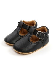 Newborn Baby Shoes Classic Leather Strap Boys Girls Multicolor Rubber Sole Infant Anti-slip First Walkers Shoes