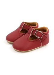 Newborn Baby Shoes Classic Leather Strap Boys Girls Multicolor Rubber Sole Infant Anti-slip First Walkers Shoes