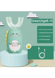 Ultrasonic children's electric smart toothbrush 360 degrees USB rechargeable cartoon silicone baby toothbrush five-speed mode