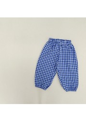 MILANCEL 2022 summer kids plaid pants casual pants boys and girls thin pants ninth