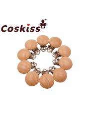 Coskiss Pure Natural Wo Wooden Pacifier Clip DIY Care Accessories Pacifier Clip Chewing Teeth DIY Holding Tool