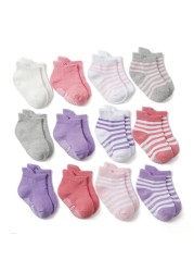 Baby Socks SkiBeaut 12 Pairs Non-Slip Skid Socks for Kids Boys Grips Cotton Crew Socks for 1-3/3-5 Years