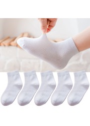 5 Pairs Girls Cotton Socks Summer Thin Mesh Breathable Cute Cartoon Children Socks Toddler Baby Girls Socks Pink 1-12 Years