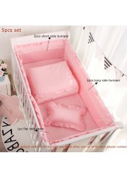 Baby bed around cradle protector lace bumper princess pattern solid color cotton bed sheet bedspreads four seasons universal