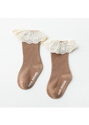 Baby Socks New Kids Toddlers Girls Knee High Long Soft Cotton Lace Baby Children Socks Baby Girl Socks 0 to 3 Years Autumn Clothes