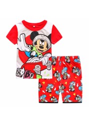 Children's short-sleeved cotton pajamas summer clothes children's sleepwear cartoon T-shirt spiderman