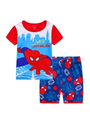 Children's short-sleeved cotton pajamas summer clothes children's sleepwear cartoon T-shirt spiderman